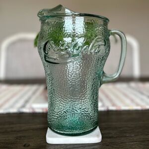 Libbey Coca Cola Vintage 64OZ Green Glass Pitcher!